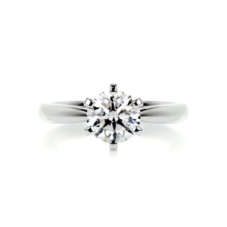 1 Carat Round Moissanite White Gold Solitaire Ring