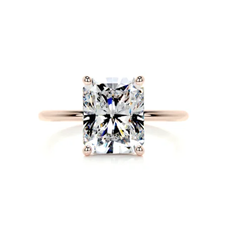 2 Carat Elongated Radiant Cut Rose Gold Engagement Ring
