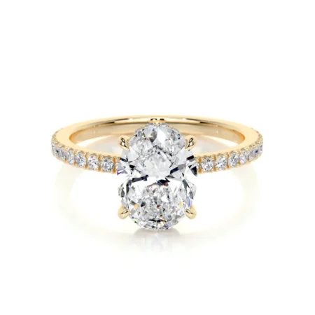 2 Carat Moissanite Oval Cut Yellow Gold Engagement Ring